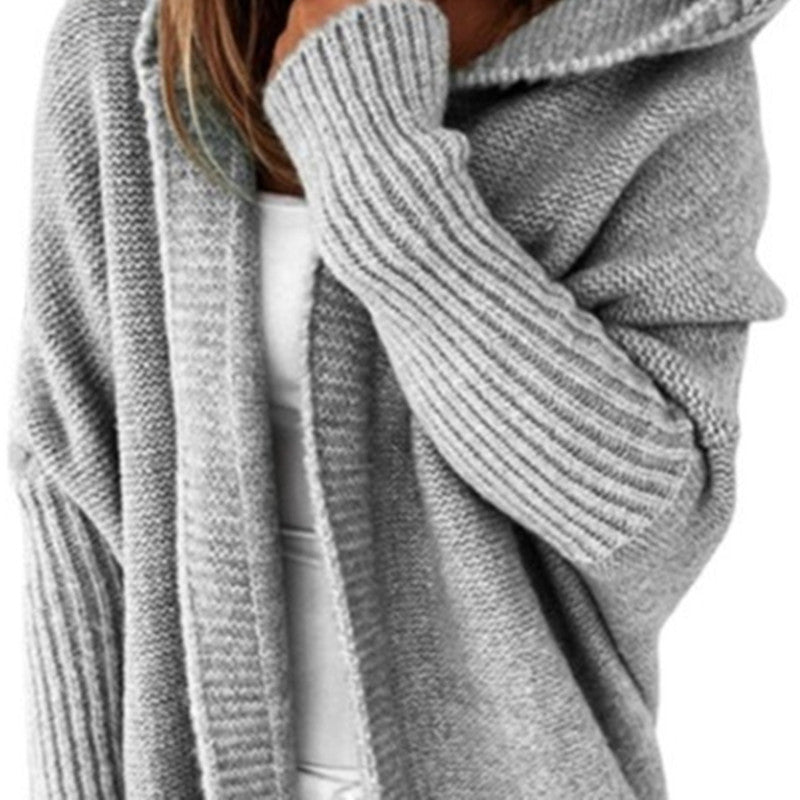 Damen Longline Kapuzen-Strickcardigan mit offener Front Drune