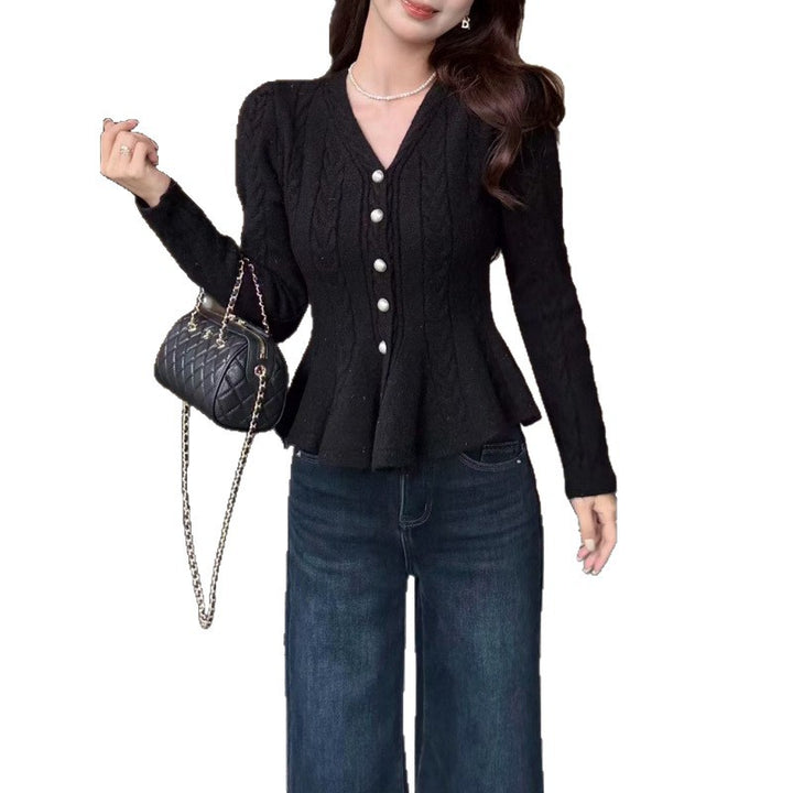 Damen Strickjacke mit tailliertem Schnitt und Zopfmuster Drune