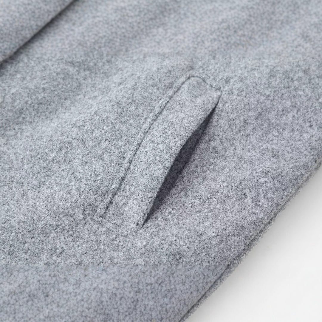 Damen modische Wolljacke mit hohem Kragen und doppelter Knopfleiste Drune