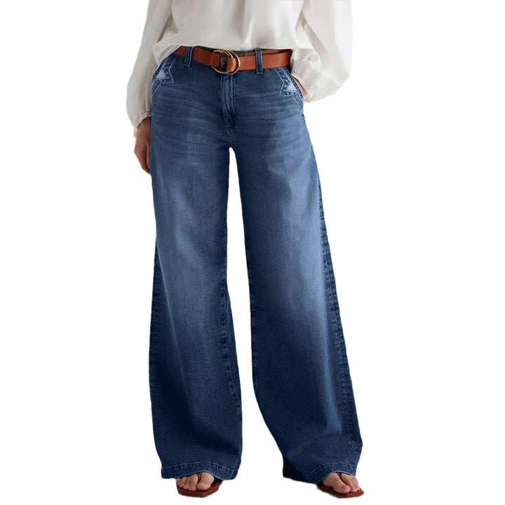 Damen Weite Jeans im Boho-Stil mit hohem Bund und komfortablem Schnitt Drune