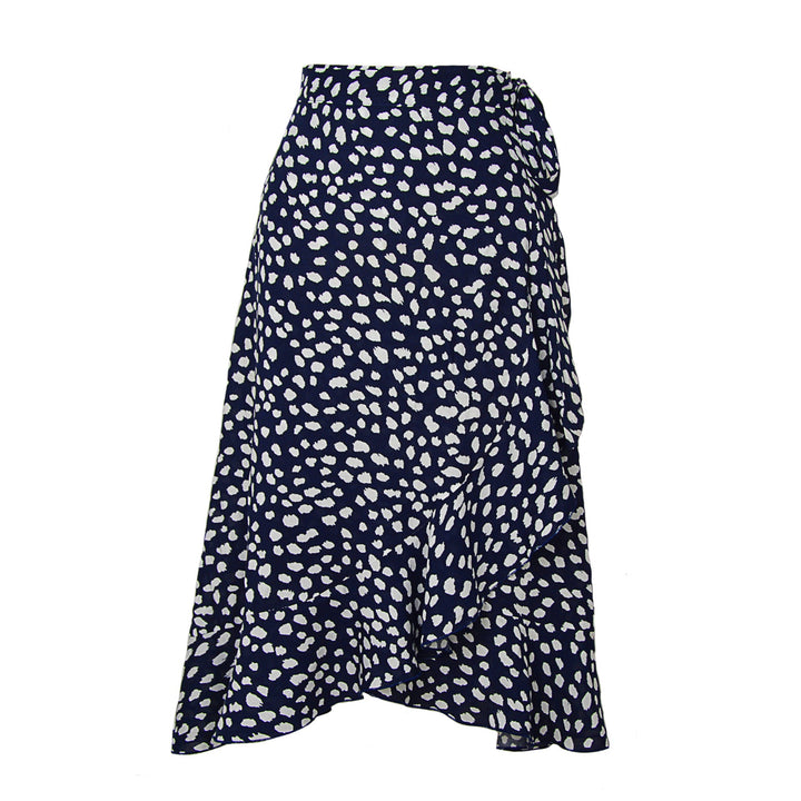 Damen Wickelrock mit asymmetrischem Volant und seitlichem Bindeband Drune