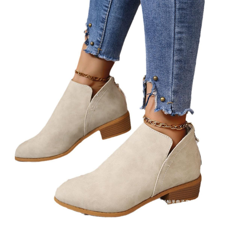 Damen elegante Stiefeletten mit modischem Slip-On Design und komfortablem Blockabsatz Drune
