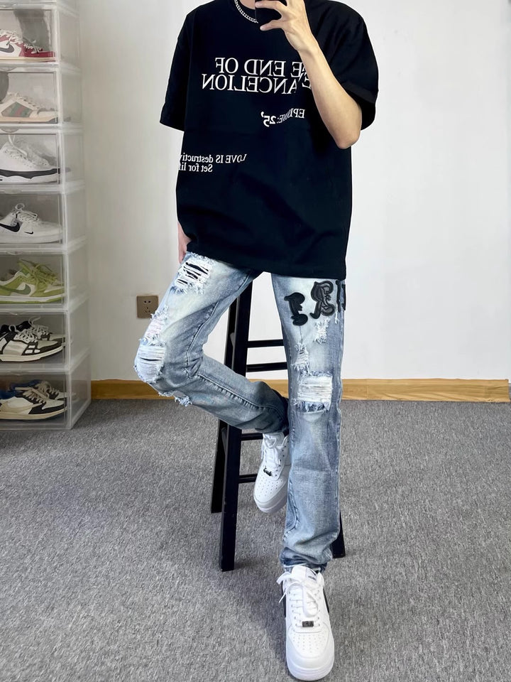 Herren Modische Oversized T-Shirt mit grafischem Print Drune