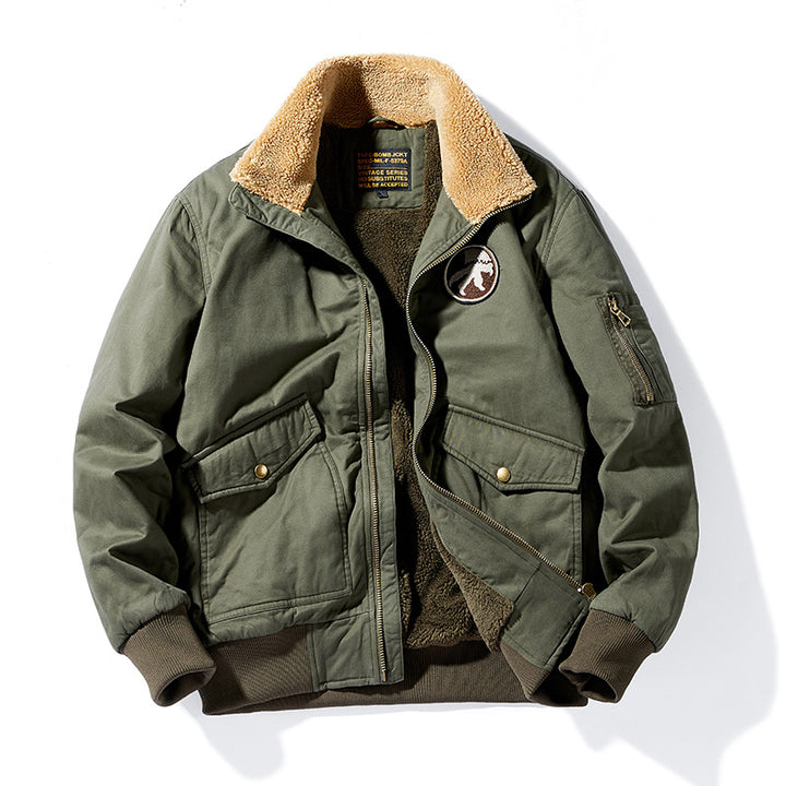 Herren  isolierte Sherpa-fütterte Zip-Front Feld Bomberjacke mit Klappentaschen Drune
