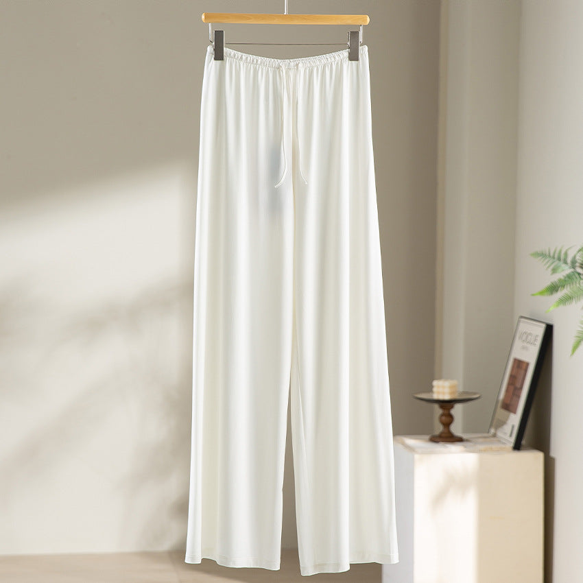 Damen Weite Relax-Hose aus seidigem Modal mit elastischem Bund und Tunnelzug Drune