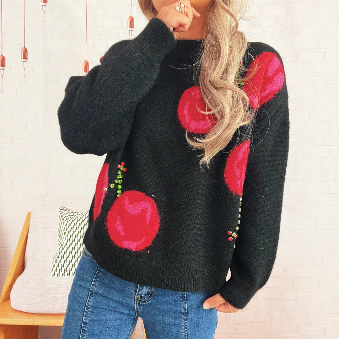 Damen Strickpullover mit kreativem Herzmotiv und weichem Material Drune