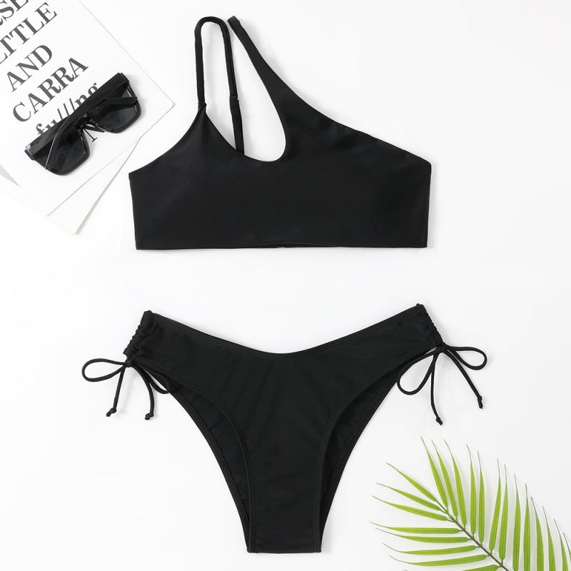 Damen Sportlicher Bikini mit asymmetrischem Oberteil und verstellbaren Trägern Drune