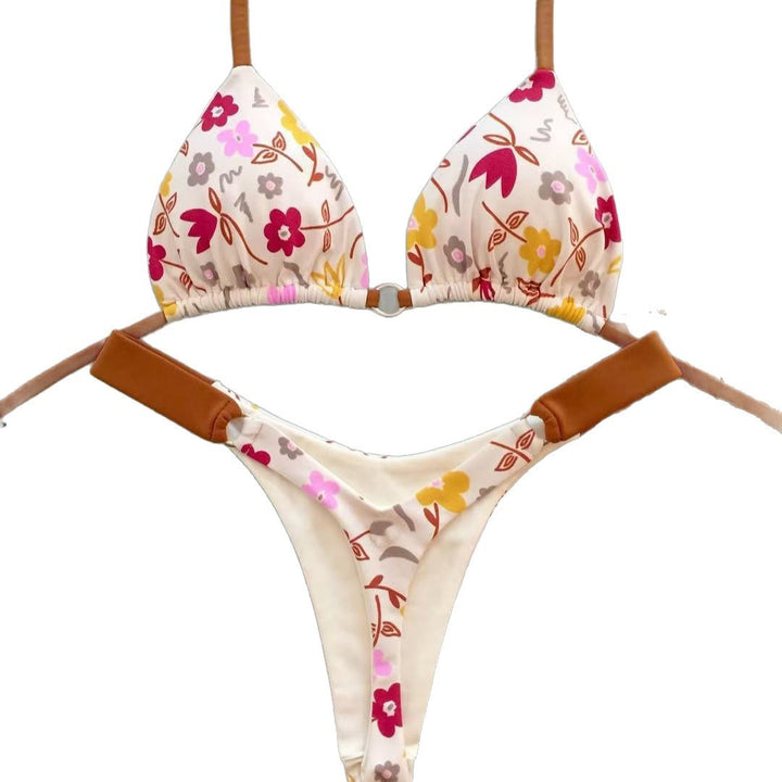 Damen Triangel-Bikini mit frischem Melonenmuster Drune