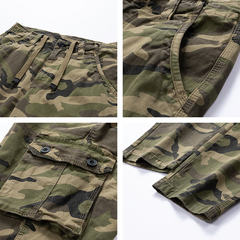 Herren Cargohose im Military‑Look mit Mehrfachtaschen, Kordelzugbund und verstärkten Kniepartien Drune