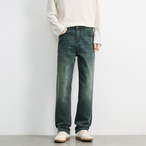 Herren Weite Relaxed‑Straight Denim‑Jeans mit mittlerer Leibhöhe und soften Used‑Effekten Drune