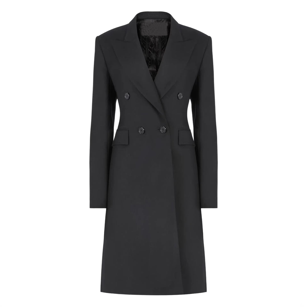 Damen Langblazer im minimalistischen Doppelreiher mit verstärkten Schultern Drune