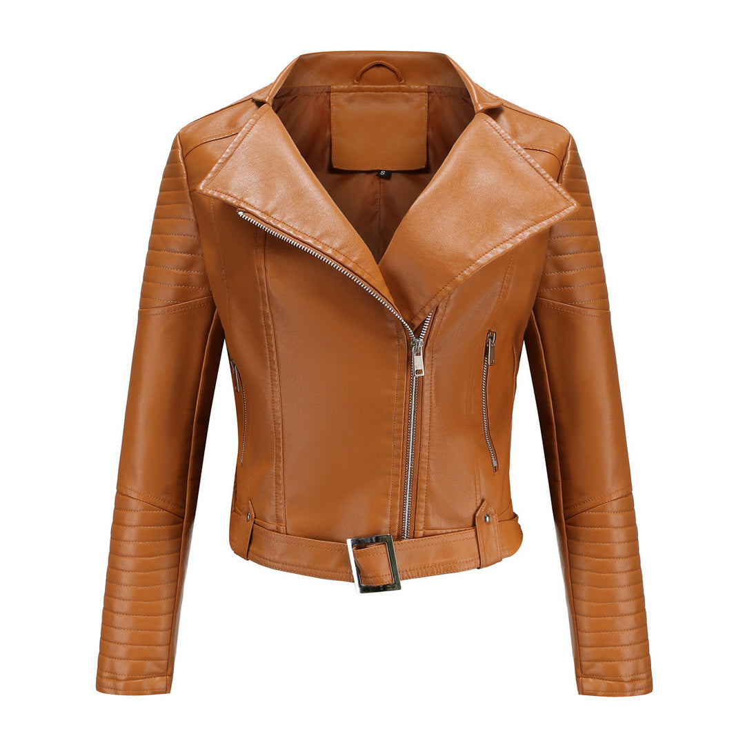 Übergangsjacke Damen schwarz im Biker-Design tailliert