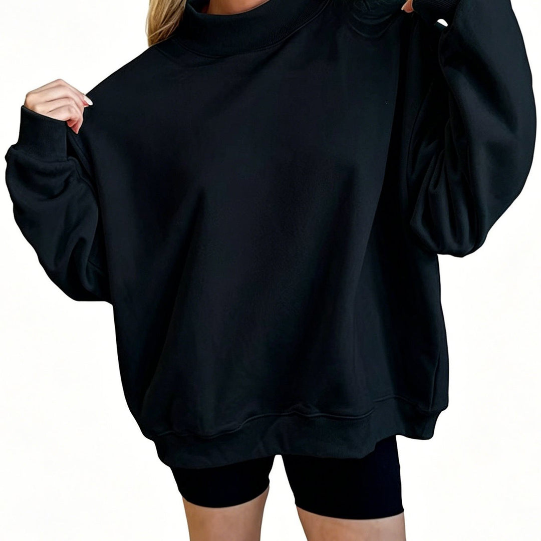 Damen Oversize Sweatshirt mit Stehkragen und Ballonärmeln Drune