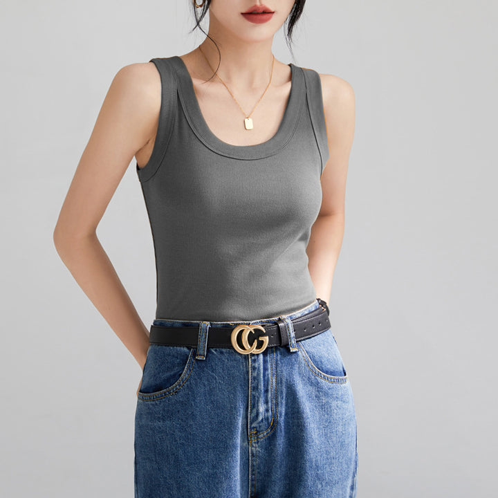 Damen Weiches Ripp-Top mit Eleganter Rundhalsausschnitt Drune