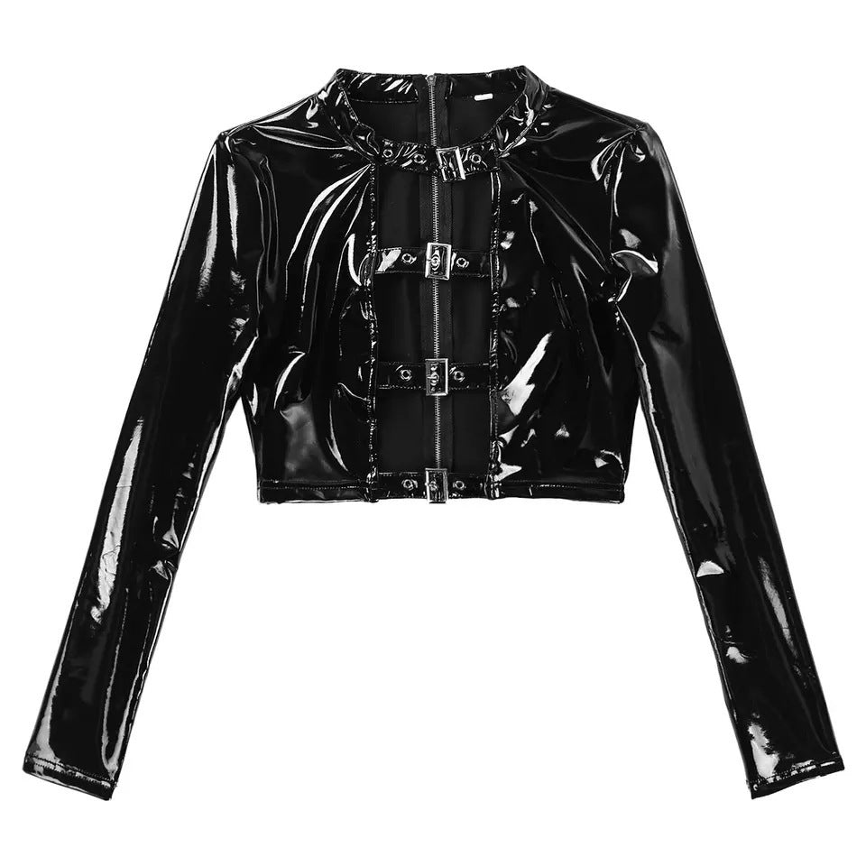 Frauen stilvolle kurze Latexjacke Drune