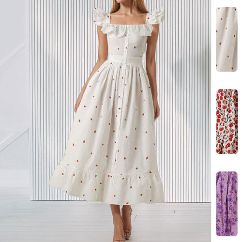 Damen Maxikleid mit Rüschen und floralem Druck Drune