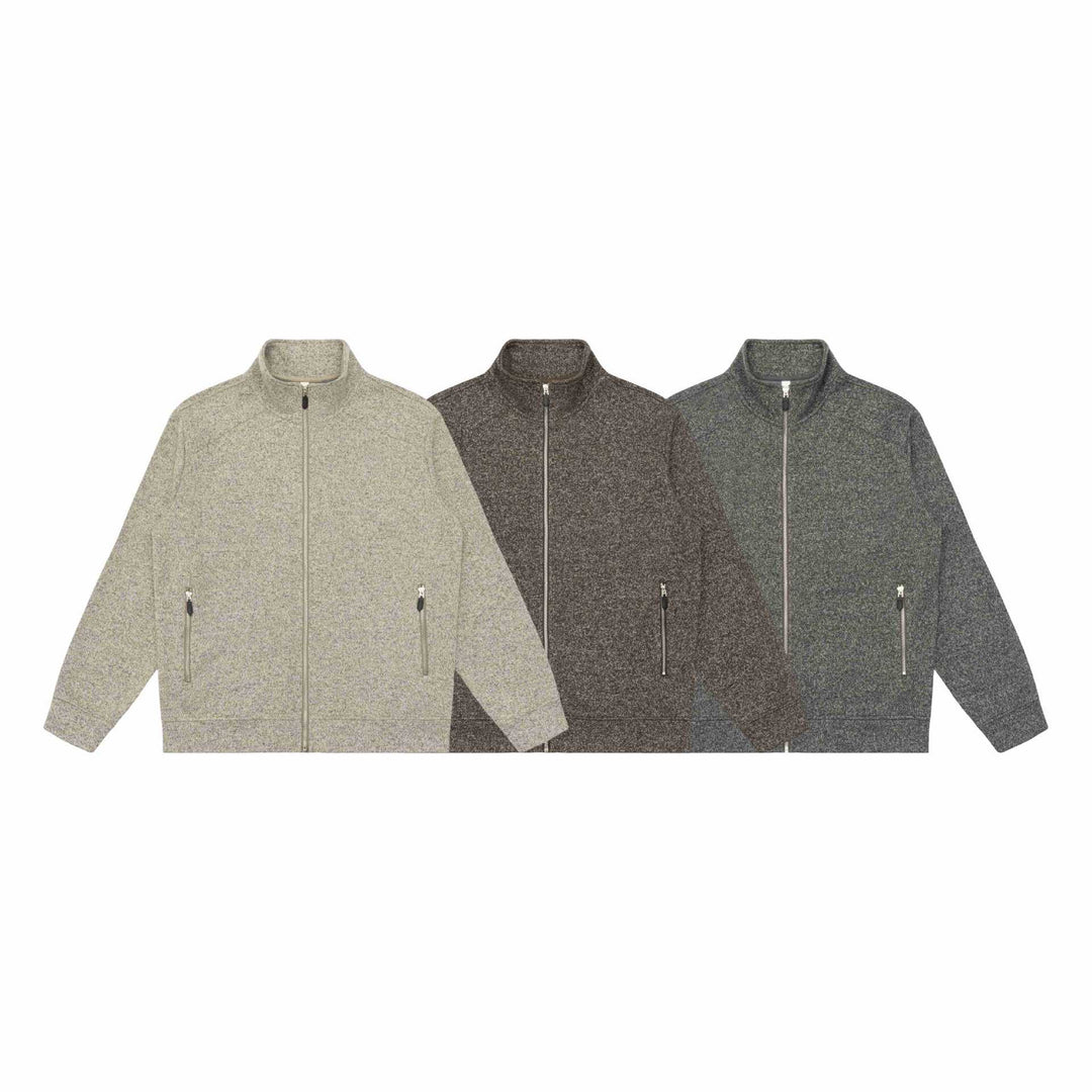 Damen Zipjacke aus meliertem Teddy-Fleece mit Stehkragen und Reißverschlusstaschen Drune
