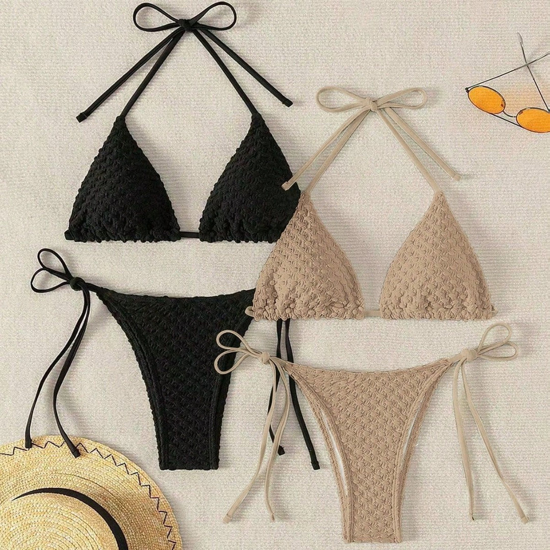 Damen Geflochtener Triangel-Bikini mit Bandeau-Oberteil Drune