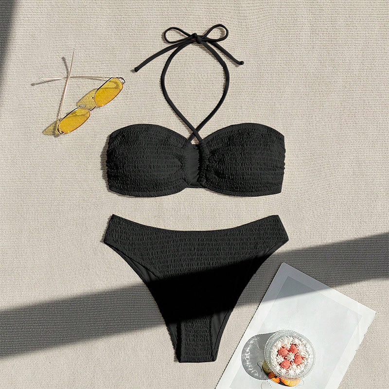Damen Bandeau-Bikini mit raffinierten Schnürdetails und hohem Beinausschnitt Drune