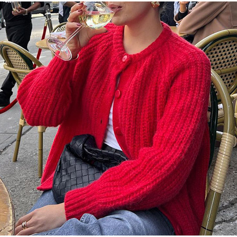 Damen Strickjacke mit klassischer Knopfleiste und Raglanärmeln Drune