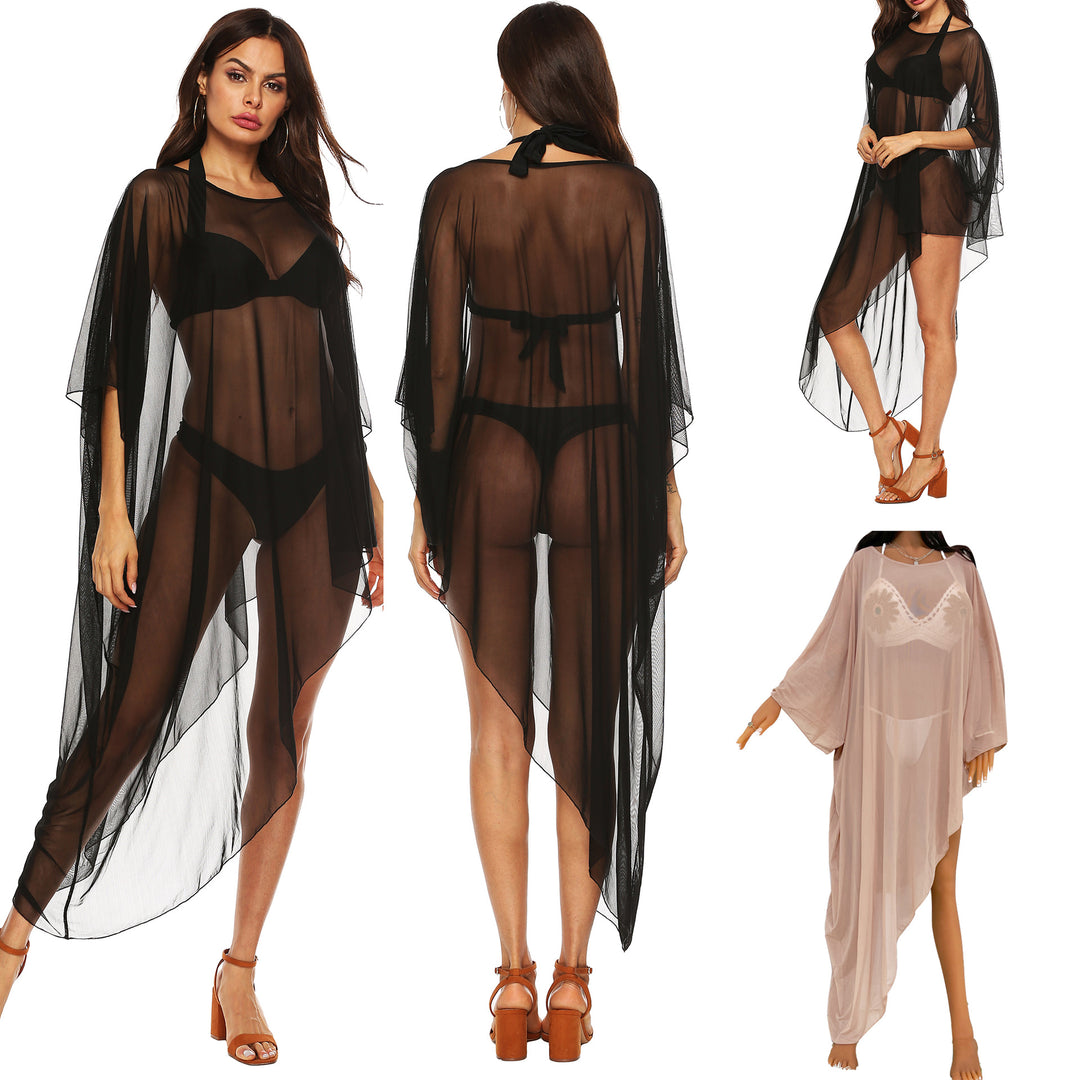 Damen transparenter Strandüberwurf mit fließendem Design Drune