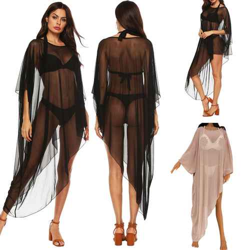 Damen transparenter Strandüberwurf mit fließendem Design Drune
