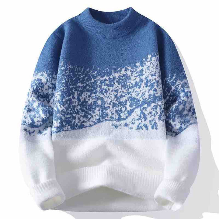 Unisex Oversized Strickpullover mit Jacquardstruktur und Rundhalsausschnitt Drune