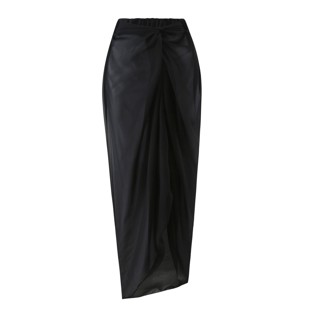 Damen eleganter V-Ausschnitt Schwimmanzug mit stilvollem Wickelrock Drune