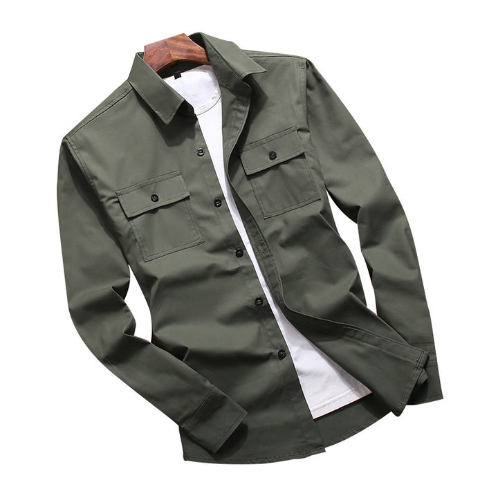 Herren Baumwollmix‑Hemdjacke im Utility‑Look mit Brustpattentaschen Drune