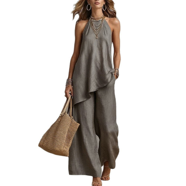 Damen luftiger Jumpsuit mit asymmetrischem Schnitt Drune