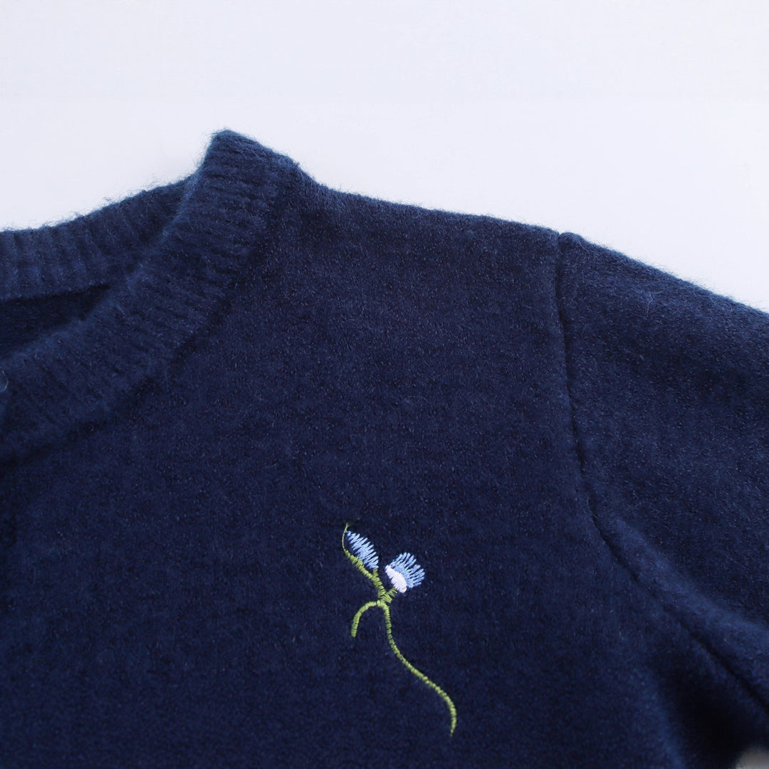 Damen Strickjacke mit floralem Stickdesign und dekorativen Knöpfen Drune