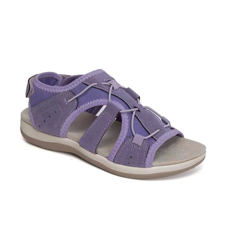 Damen Sportive Komfort-Sandalette mit gepolstertem Fußbett und Klett-Fersenriemen Drune