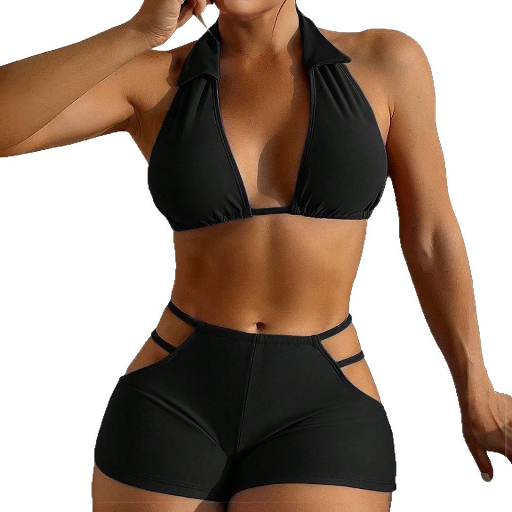 Damen Sportlicher Bikinis mit hoher Taille Drune