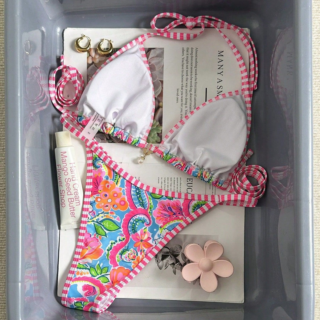 Damen Triangel-Bikini mit verspieltem Floral-Design Drune