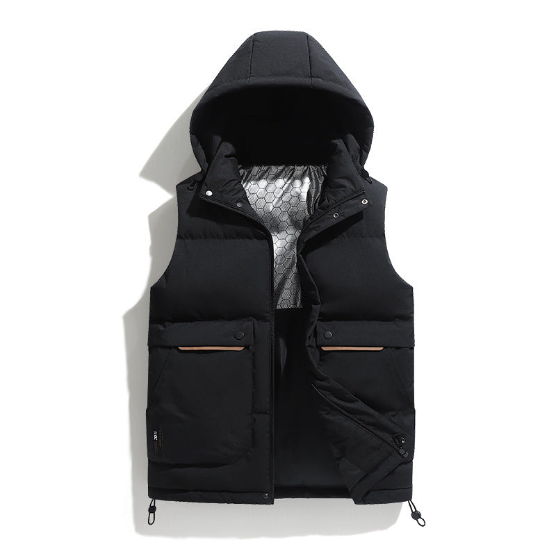 Herren Leichte Pufferweste mit abnehmbarer Kapuze, Thermoisolierung & Utility-Taschen Drune