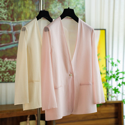Damen Eleganter Blazer mit V-Ausschnitt Drune
