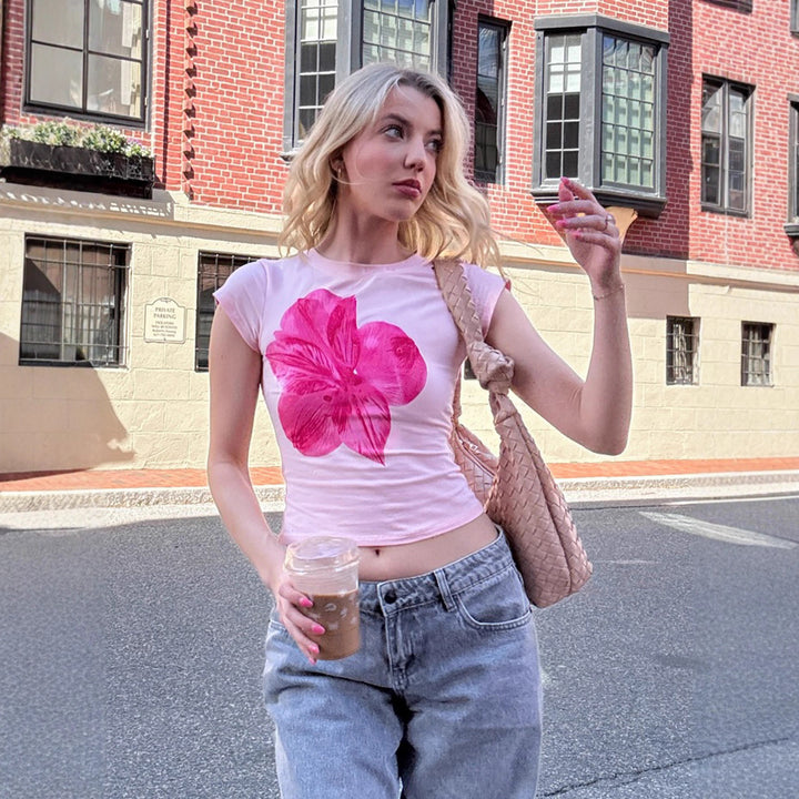Damen T-Shirt mit floralem Aufdruck Drune
