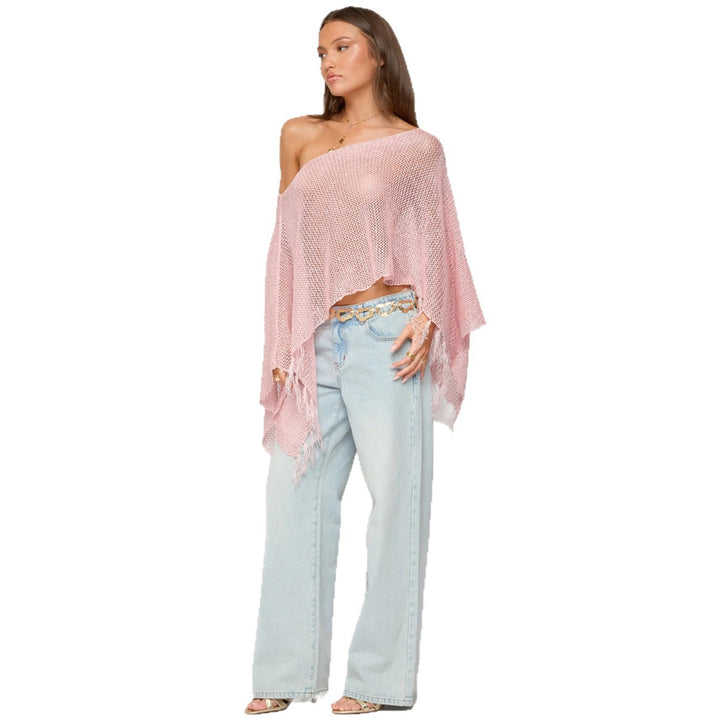 Damen stylischer Poncho mit Fransen Drune