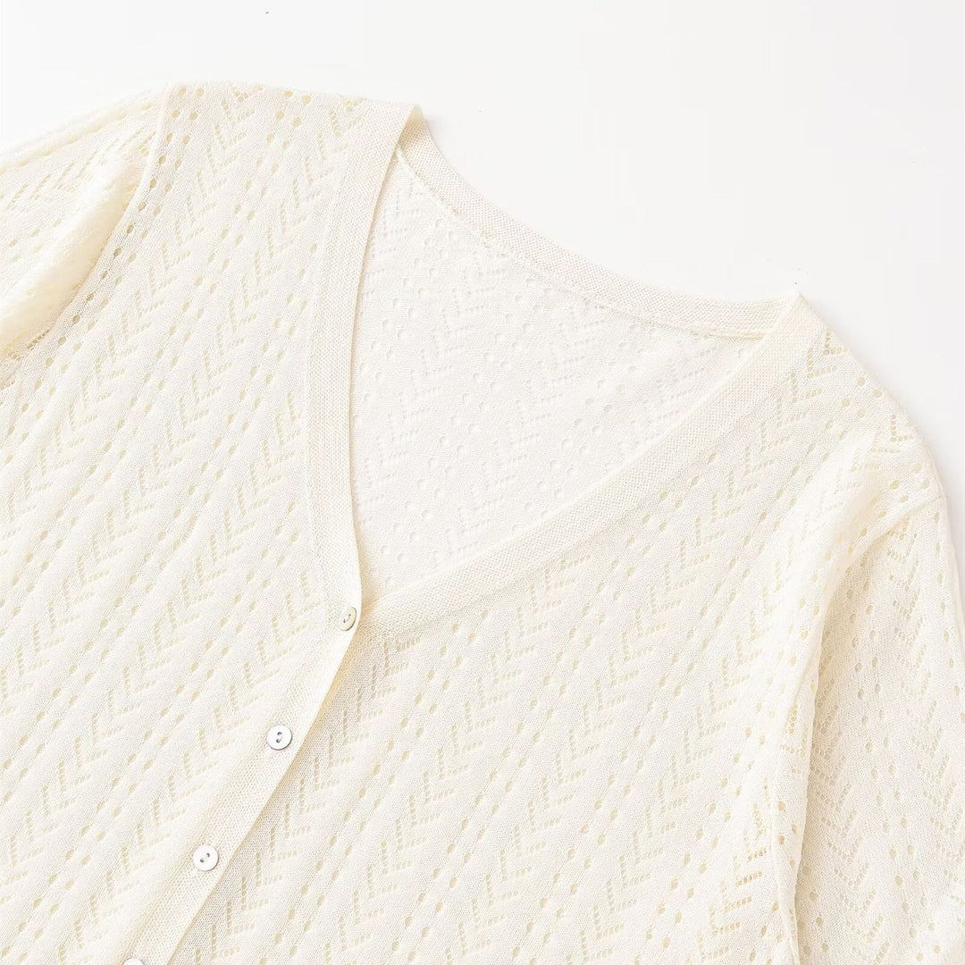 Damen Strick-Crop-Top mit V-Ausschnitt und Knopfverschluss Drune