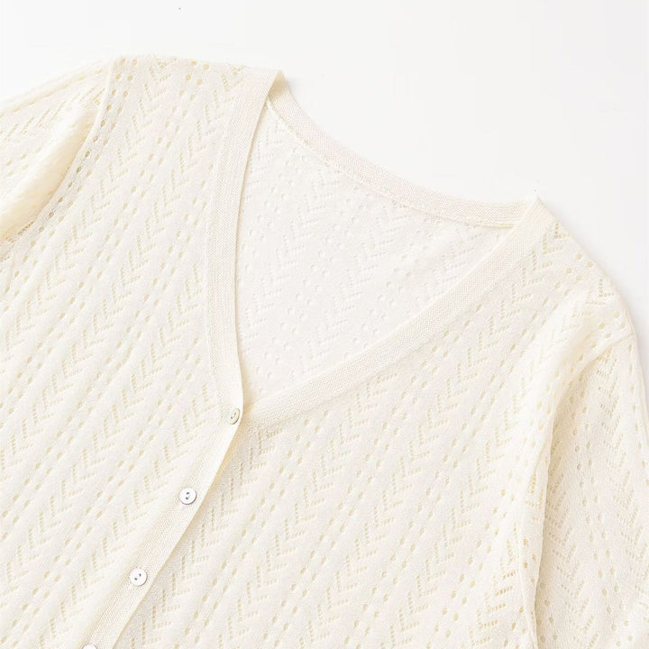 Damen Strick-Crop-Top mit V-Ausschnitt und Knopfverschluss Drune
