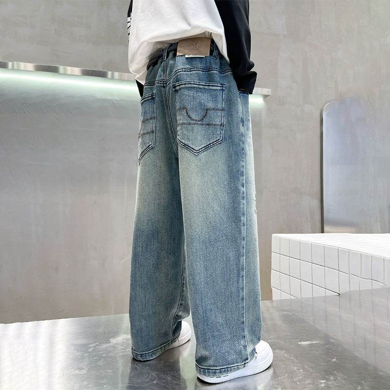 Unisex weite Denim-Hose mit lässigem Schnitt Drune