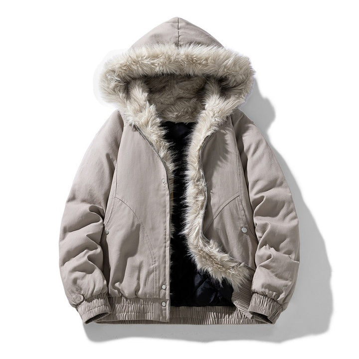 Unisex gesteppte Winterjacke mit Kunstfellkapuze und thermischer Füllung Drune