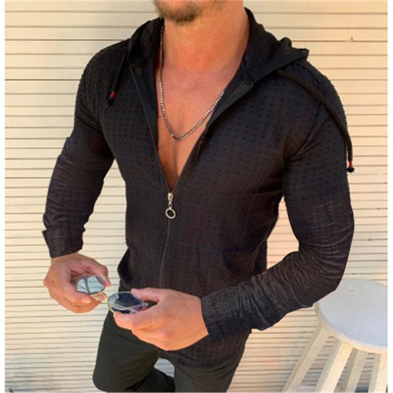 Herren Sportliche Langarmjacke mit innovativem Texturmuster und praktischem Reißverschluss Drune