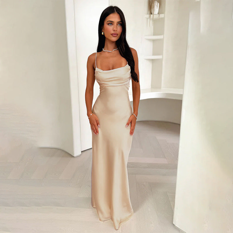 Damen Elegantes Maxikleid mit raffiniertem Cowl-Ausschnitt Drune
