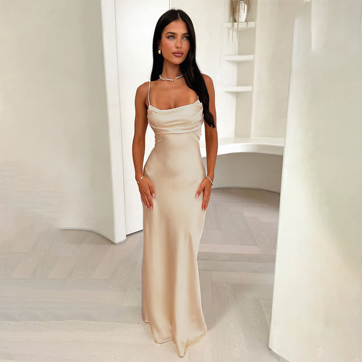 Damen Elegantes Maxikleid mit raffiniertem Cowl-Ausschnitt Drune