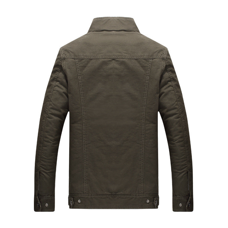 Herren Canvas-Fieldjacke mit Sherpa-Innenfutter, Utility-Taschen und Stehkragen Drune