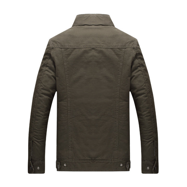 Herren Canvas-Fieldjacke mit Sherpa-Innenfutter, Utility-Taschen und Stehkragen Drune