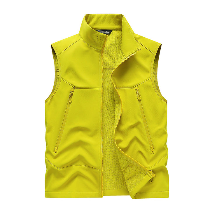 Herren Wasserabweisende Softshell-Weste mit Stehkragen, Reißverschlusstaschen & Atmungsaktivem Futter Drune