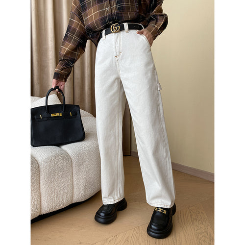 Damen hochtaillierte Chino-Hose mit geradem Schnitt und modernem Design Drune