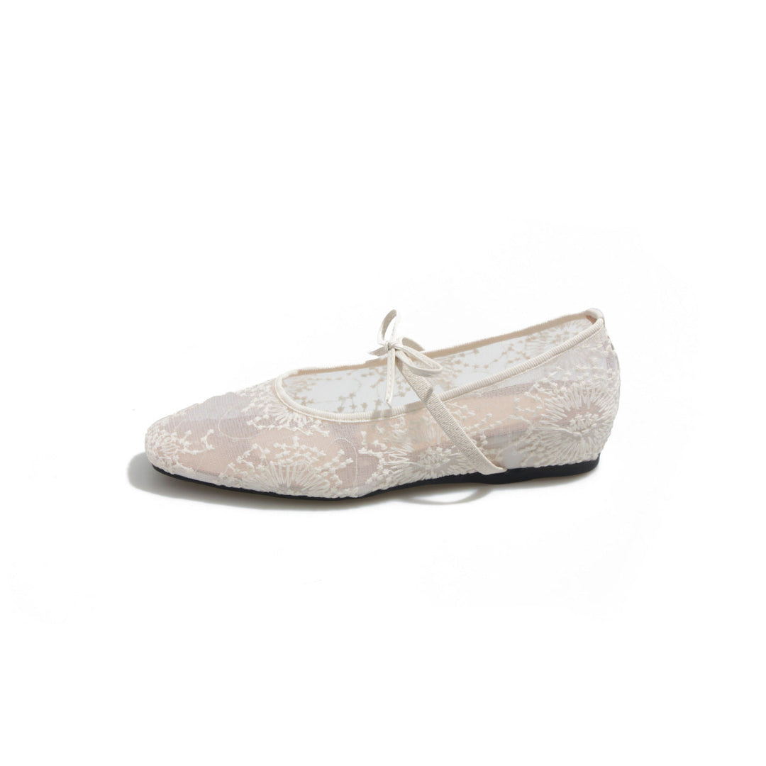 Damen Ballerinas mit zartem Spitzen-Design und eleganter Schleifenverzierung Drune